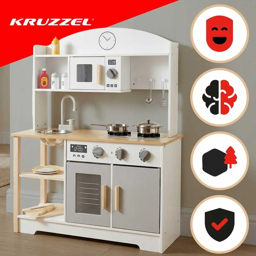 Vaikų virtuvės priedai su kriaukle ir virykle