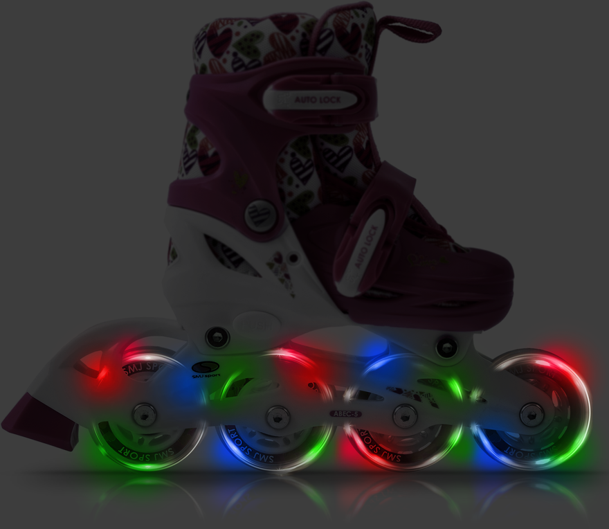 Riedučiai-ritučiai-pačiūžos reguliuojami Smj sport Combo Hearts 3in1 Led Jr HS-TNK-000011510