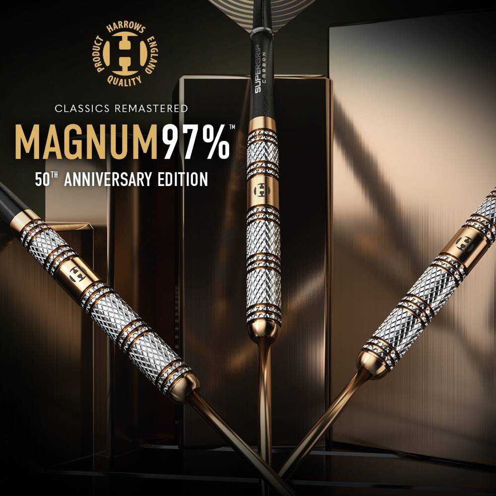 Harrows Magnum 97% 50-mečio jubiliejinis leidimas, smiglis su plieniniais antgaliais