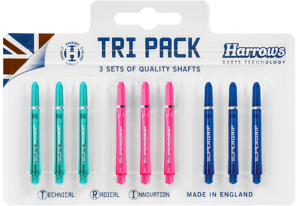Darts koteliai HARROWS SUPERGRIP COLOUR tri pack Medium 3x3