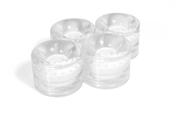 Plastikiniai SMJ ratukai riedlentėms 59x46mm /4vnt./ balti ir skaidrūs