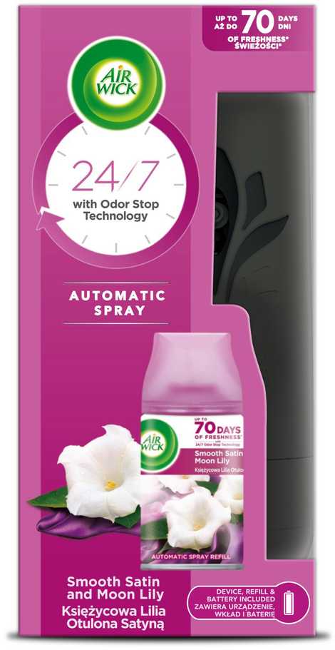 Automatinis oro gaiviklis AIR WICK, su satino ir mėnesienos lelijų kvapo užpildu, 250 ml