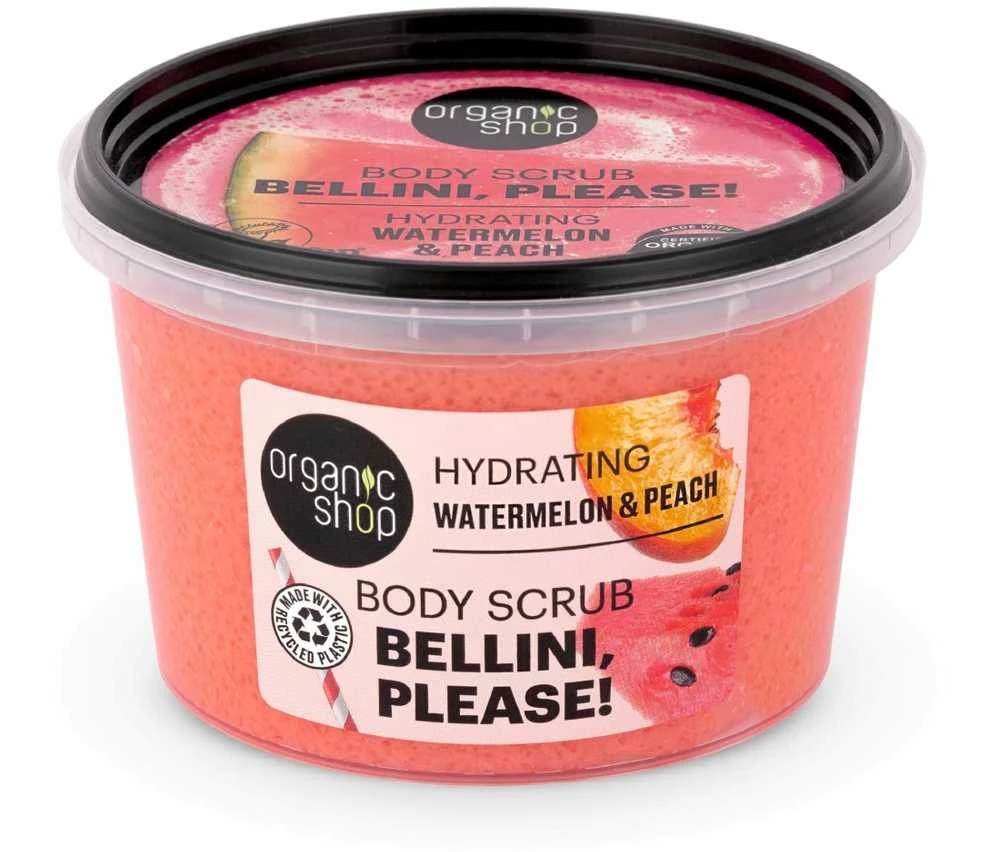 Drėkinantis šveitiklis kūnui Watermelon&Peach ORGANIC SHOP, 250 ml