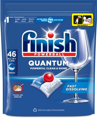 Indaplovių kapsulės FINISH Powerball Quantum All in 1, 46 vnt.