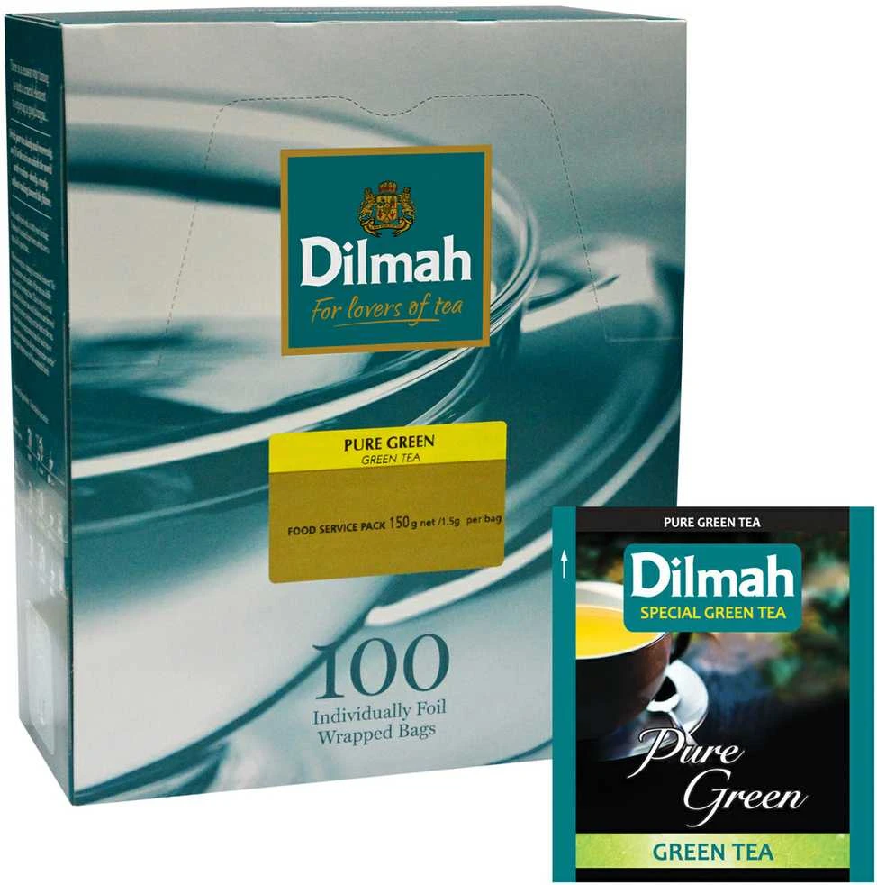 Žalioji arbata DILMAH, vokeliuose su siūlu, 100 vnt.