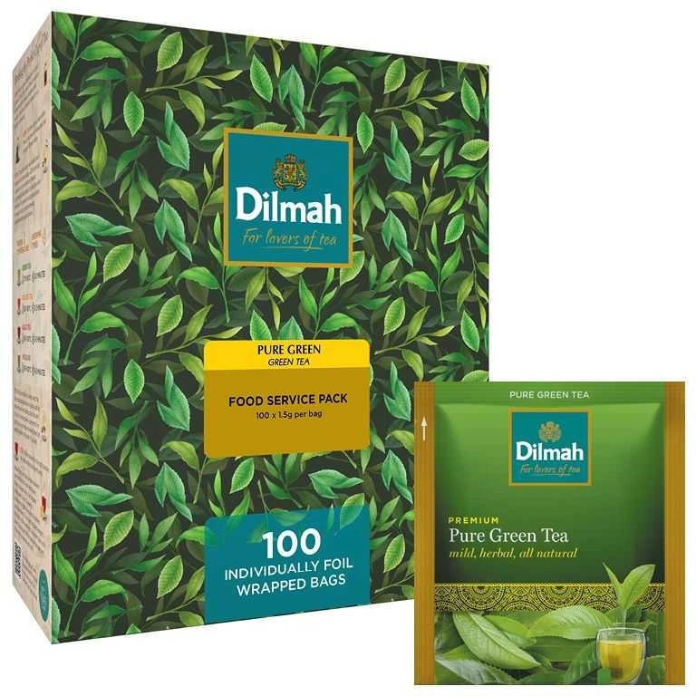 Žalioji arbata DILMAH, vokeliuose su siūlu, 100 vnt.