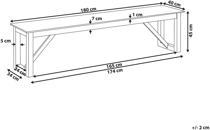 Beliani Sodo suolas NOTTERI 180 cm pilkas betonas
