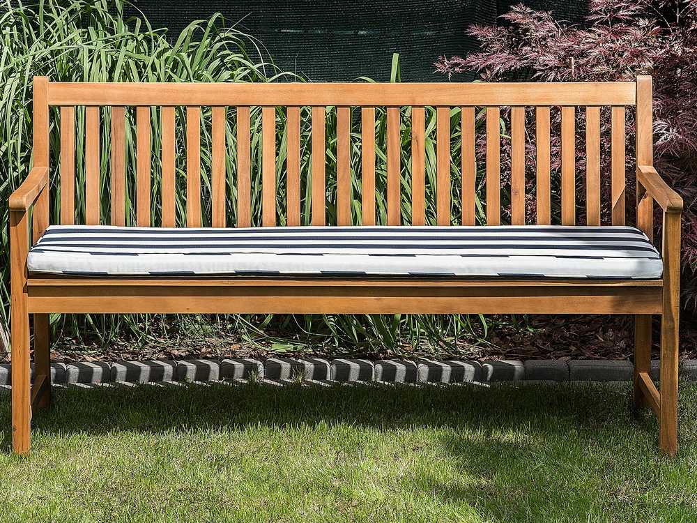 Beliani Sodo suoliukas su pagalvėle VIVARA 160 cm, sertifikuota akacijos mediena, tamsiai mėlynas