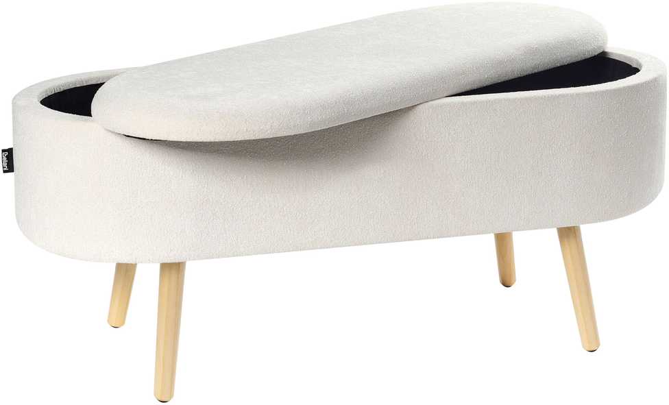 Beliani Apmuštas suoliukas su daiktadėže OKLAHOMA šenilinis, nebaltos spalvos