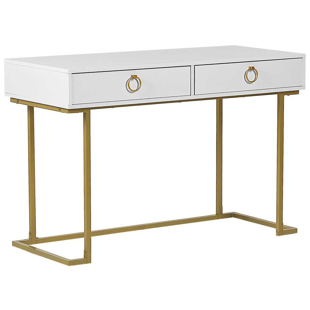 Beliani Konsolė WESTPORT balta/auksinė 115 cm 50 cm su stalčiais