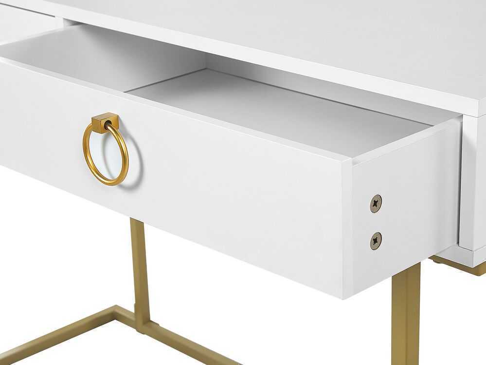 Beliani Konsolė WESTPORT balta/auksinė 115 cm 50 cm su stalčiais