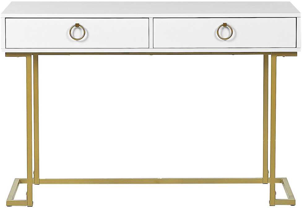 Beliani Konsolė WESTPORT balta/auksinė 115 cm 50 cm su stalčiais