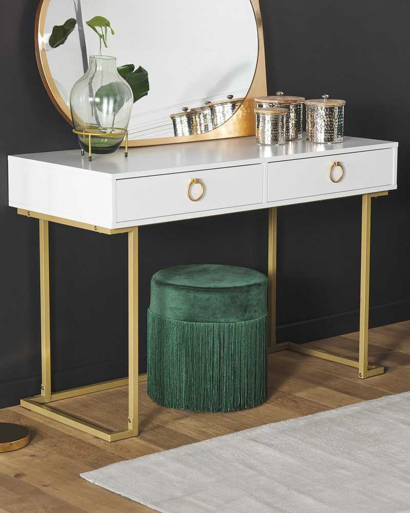 Beliani Konsolė WESTPORT balta/auksinė 115 cm 50 cm su stalčiais