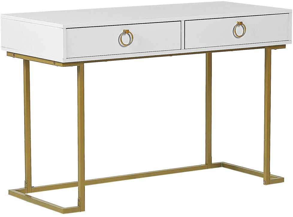 Beliani Konsolė WESTPORT balta/auksinė 115 cm 50 cm su stalčiais