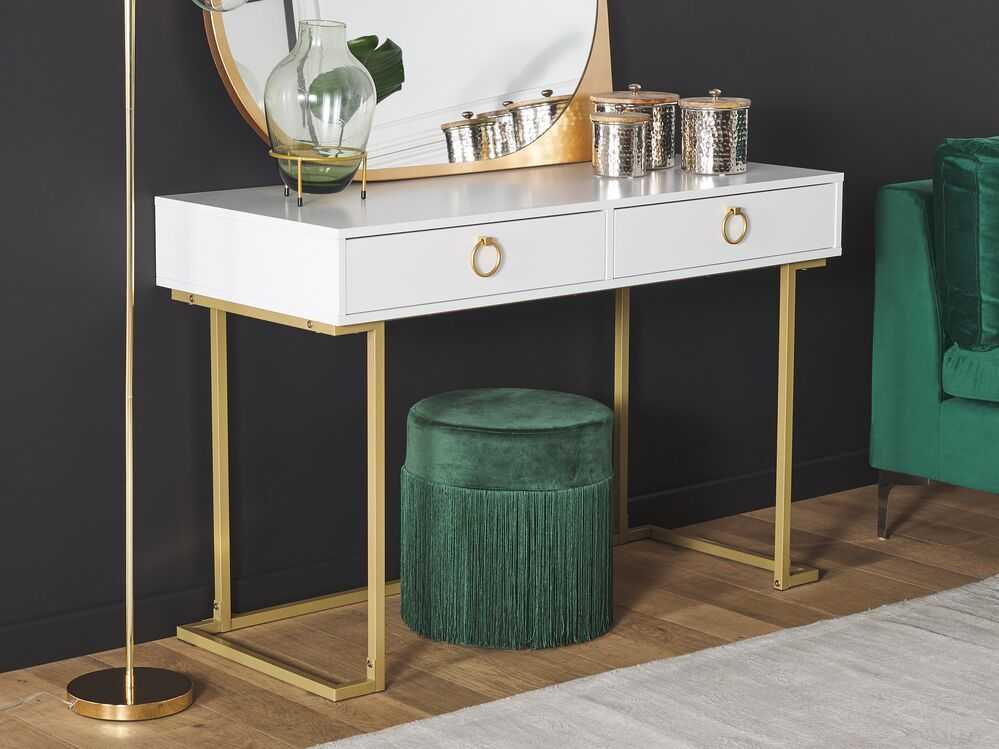 Beliani Konsolė WESTPORT balta/auksinė 115 cm 50 cm su stalčiais