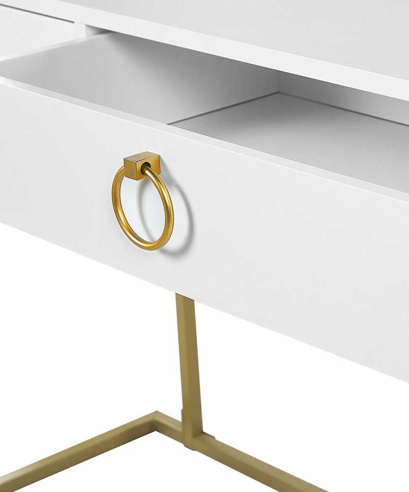Beliani Konsolė WESTPORT balta/auksinė 115 cm 50 cm su stalčiais