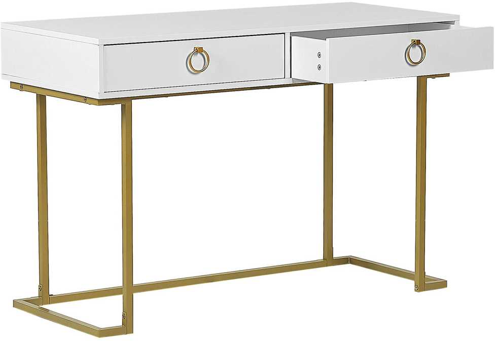 Beliani Konsolė WESTPORT balta/auksinė 115 cm 50 cm su stalčiais