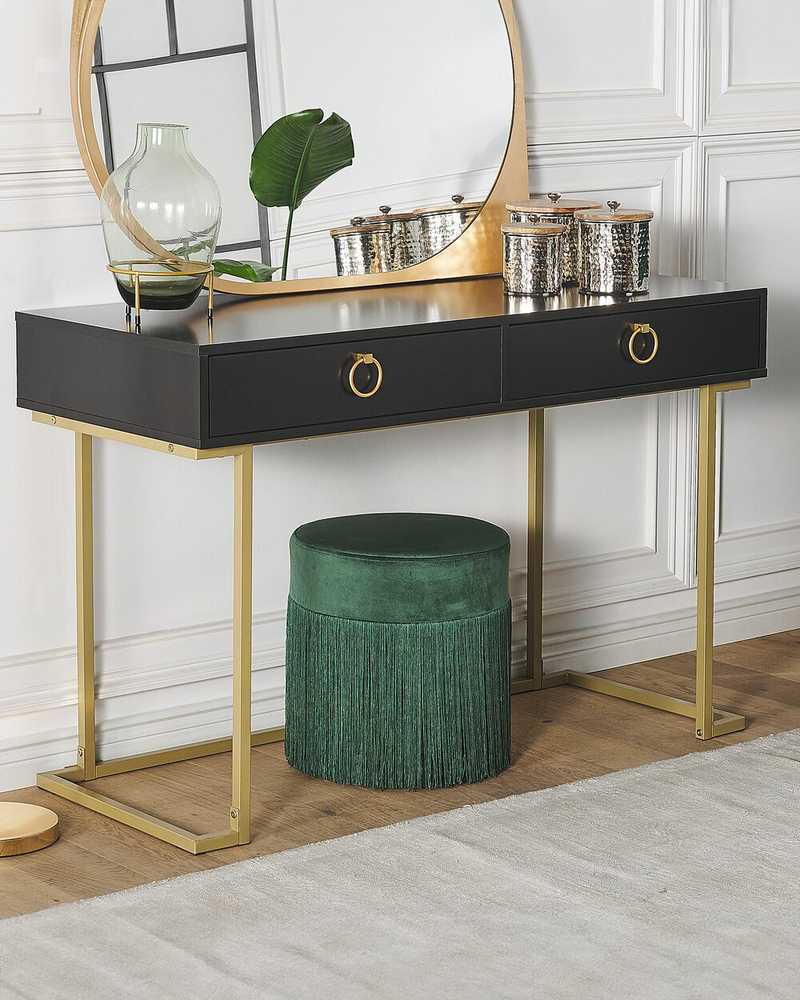 Beliani Konsolė WESTPORT juoda/auksinė 115 cm 50 cm su stalčiais