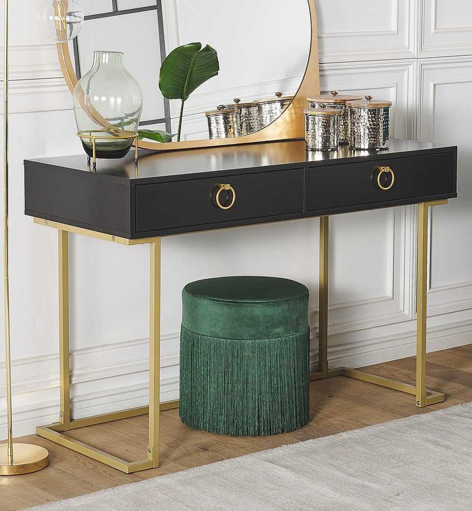 Beliani Konsolė WESTPORT juoda/auksinė 115 cm 50 cm su stalčiais