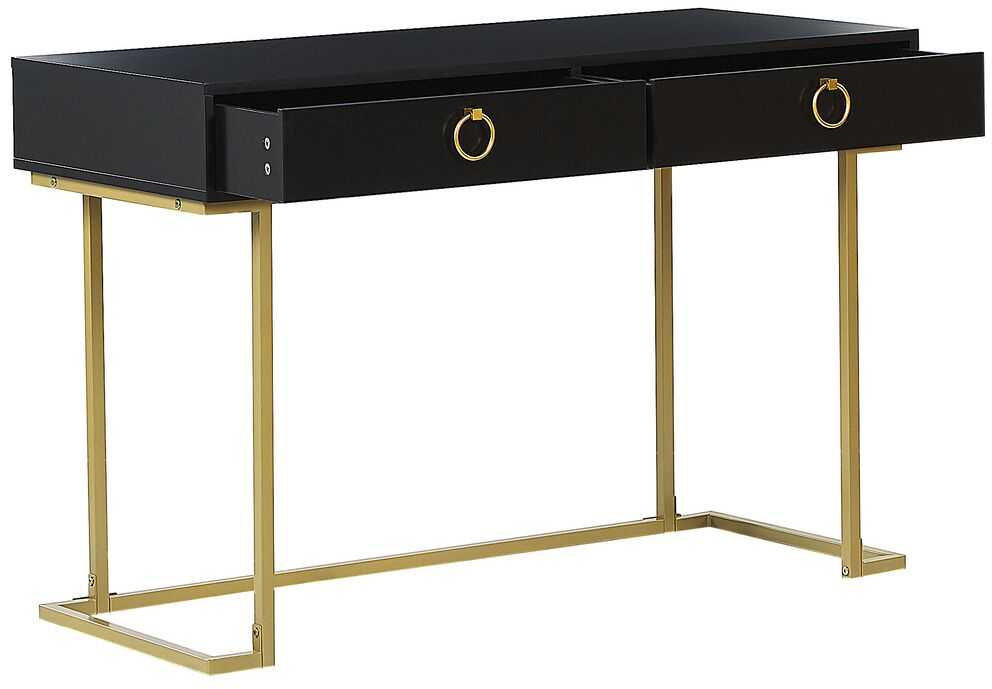 Beliani Konsolė WESTPORT juoda/auksinė 115 cm 50 cm su stalčiais