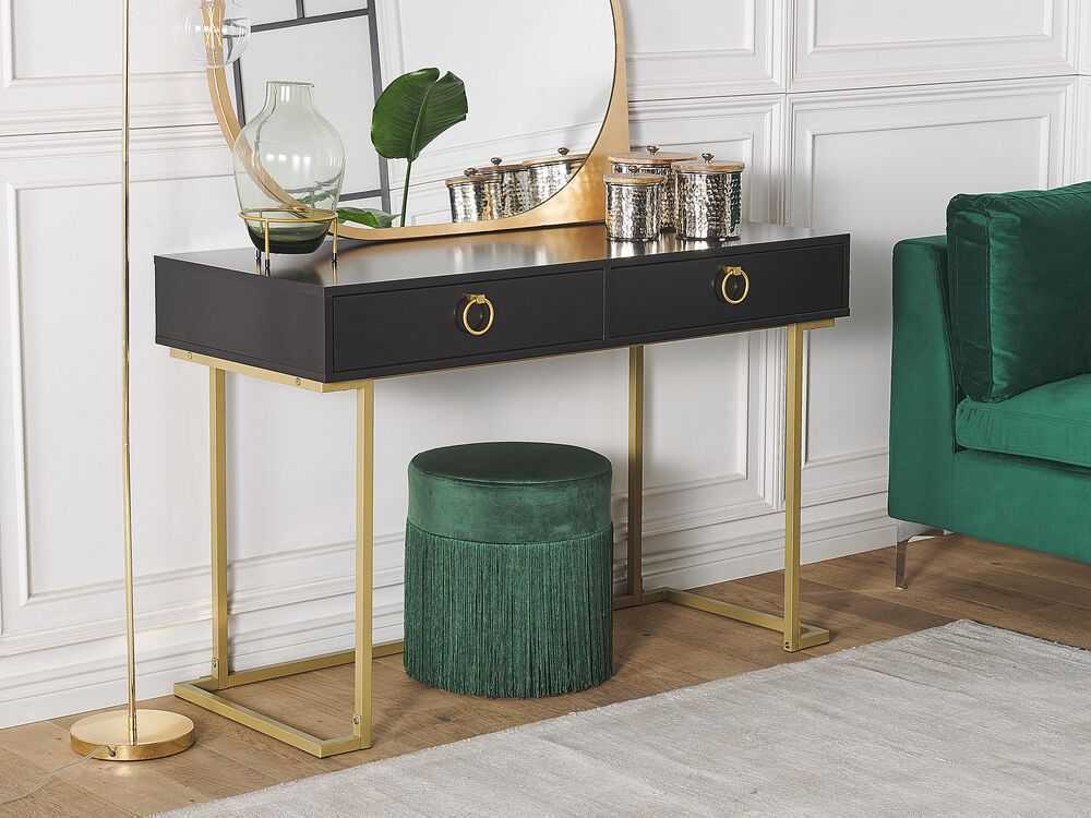 Beliani Konsolė WESTPORT juoda/auksinė 115 cm 50 cm su stalčiais