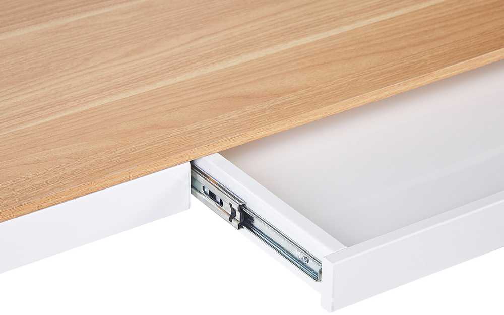 Beliani Elektriškai reguliuojamas stalas KENLY rudas / baltas 120 cm 60 cm su USB jungtimi