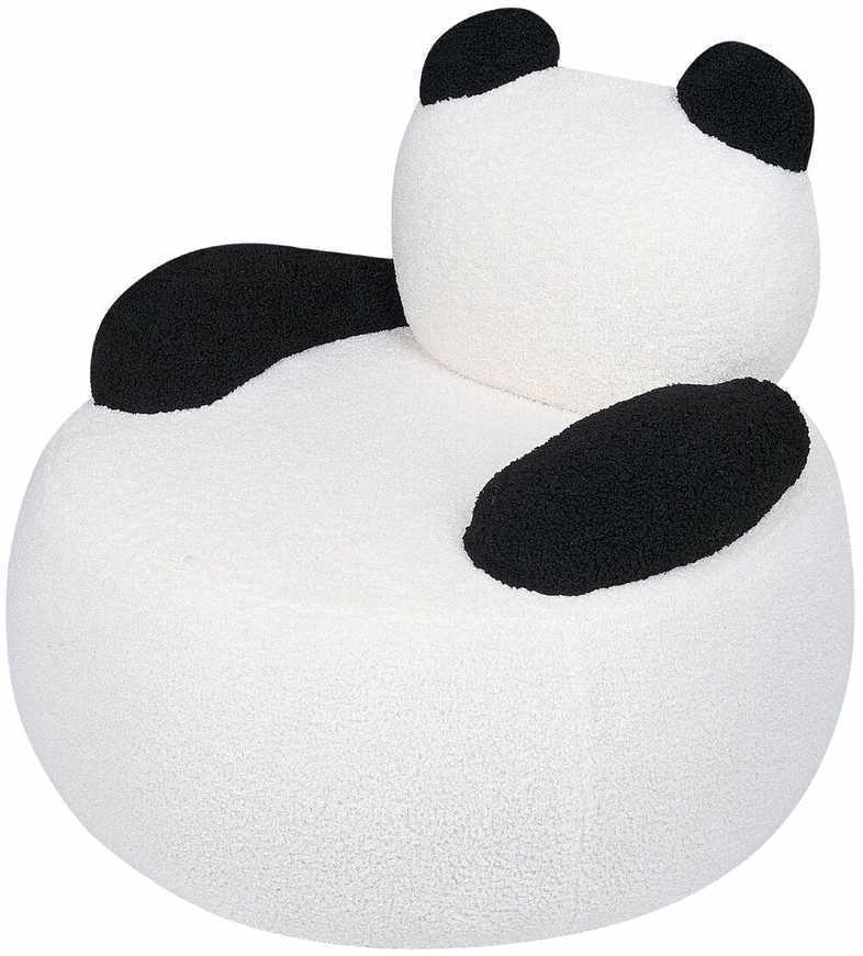 Beliani Vaikiškas fotelis Panda VIBY Boucle baltos spalvos
