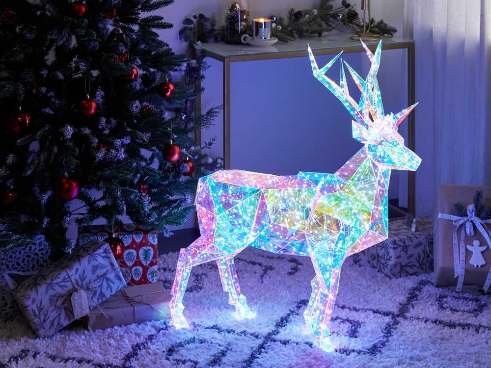 Beliani LED sodo dekoracija POLARIS 90 cm, spalvingas šiaurės elnias