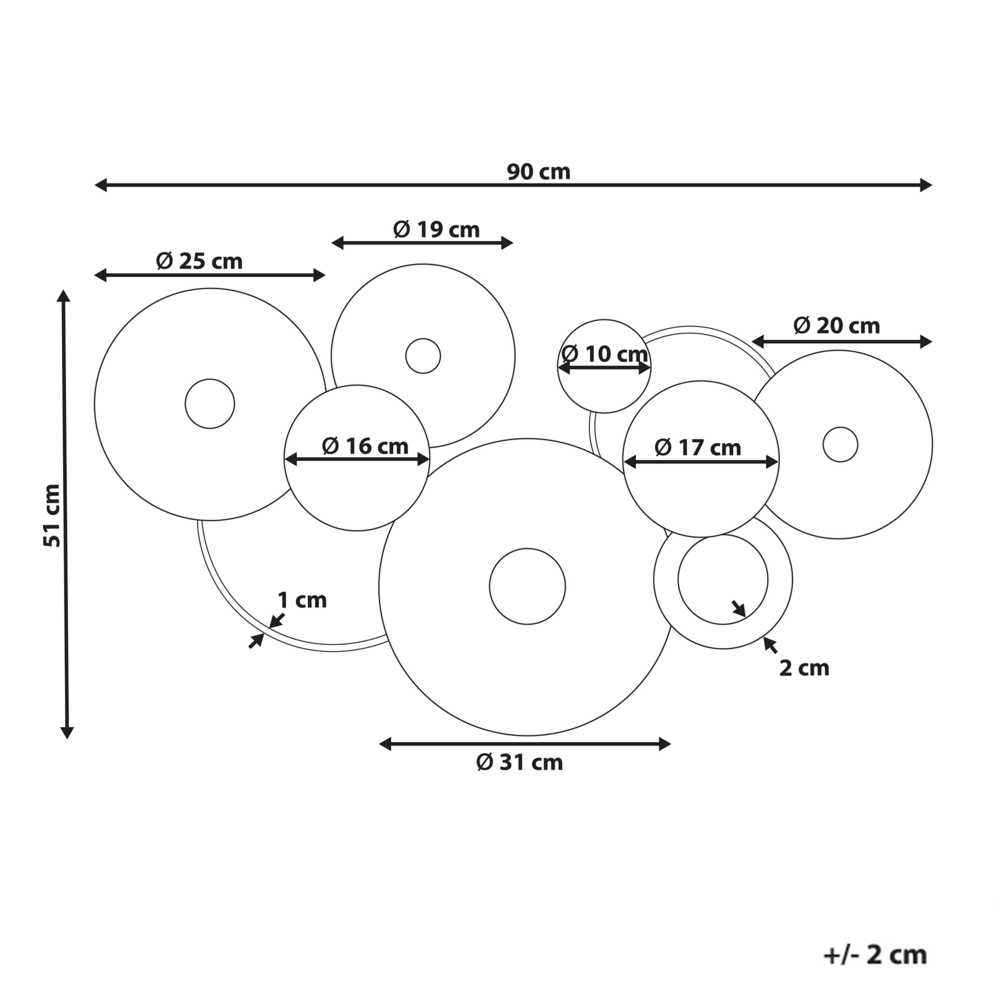 Beliani Sienų dekoracija ACTINIUM Metal 51 cm Mėlyna