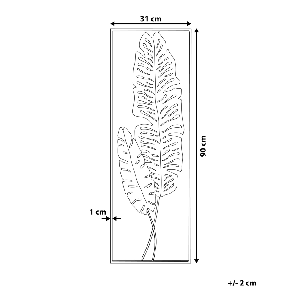 Beliani Sieninė dekoracija Liść PALLADIUM metalinė 90 cm auksinė