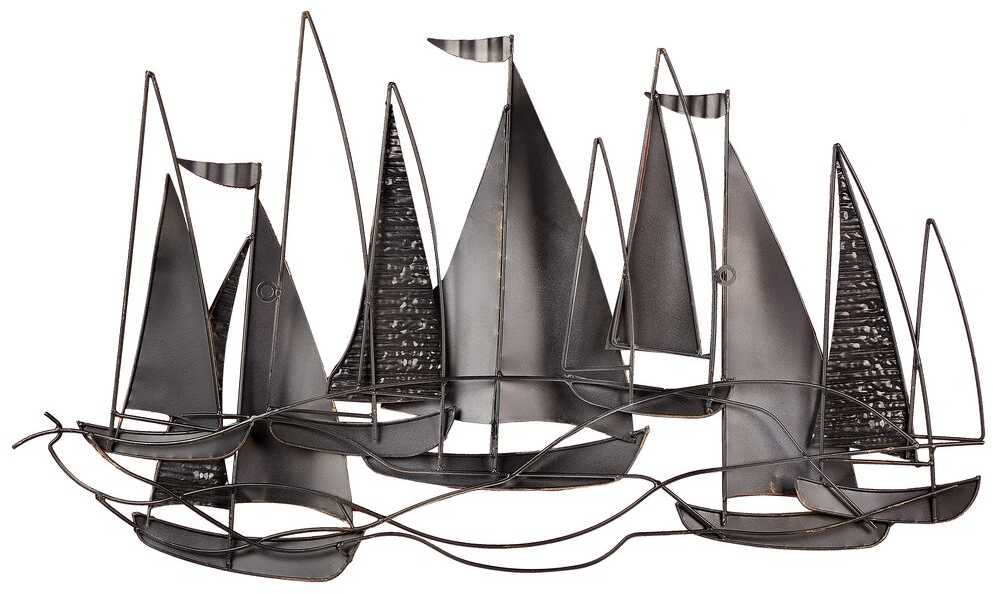 Beliani Sienų dekoracija laivas BOHRIUM metalinė 50 cm mėlyna