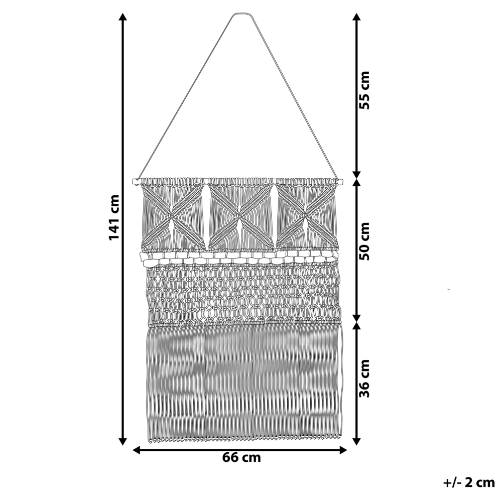 Beliani Sieninis makramė KALADY medvilninis 141 cm smėlio spalvos