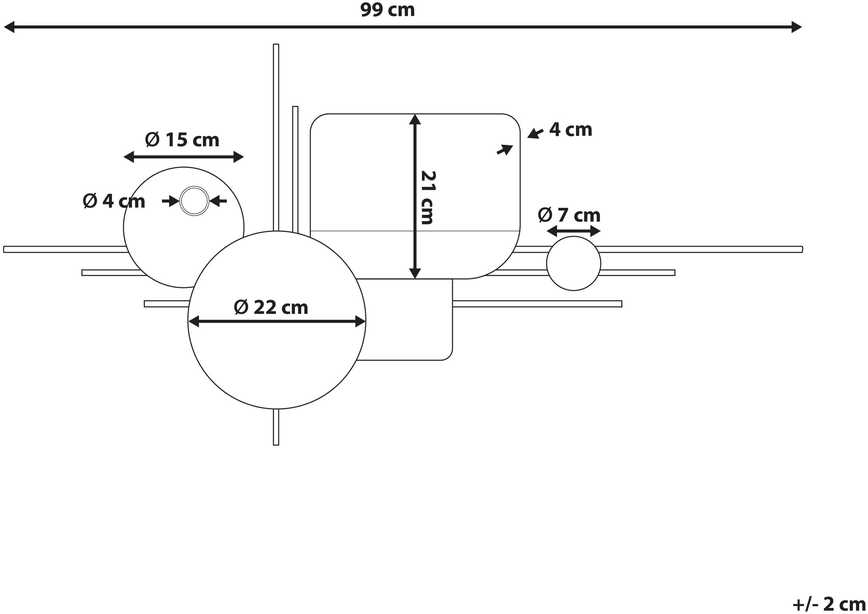 Beliani Sieninis dekoras OVAR Metal 50 cm pilkas
