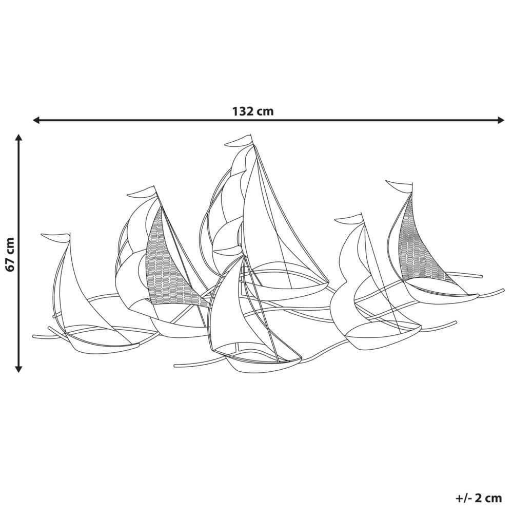 Beliani Sieninis dekoras AMERICIUM laivas 67 cm sidabrinis