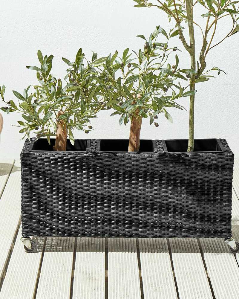 Beliani Gėlių vazonas BELLIS 82 cm juodas, technoratanas