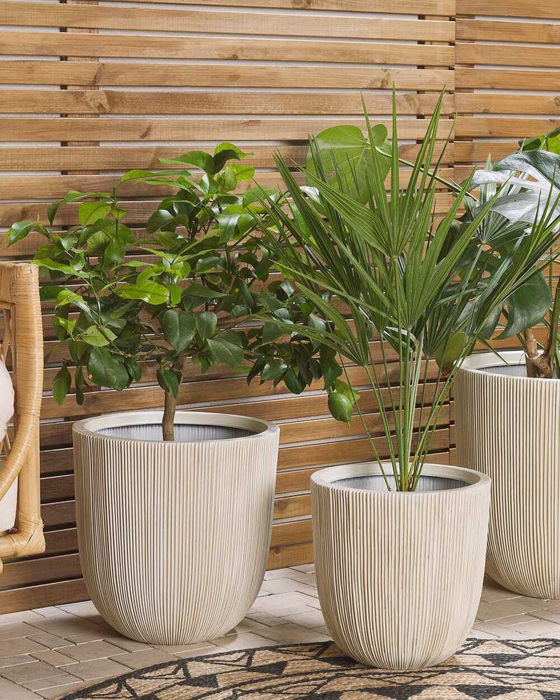 Beliani Vazonas CHIOS 44 cm smėlio spalvos