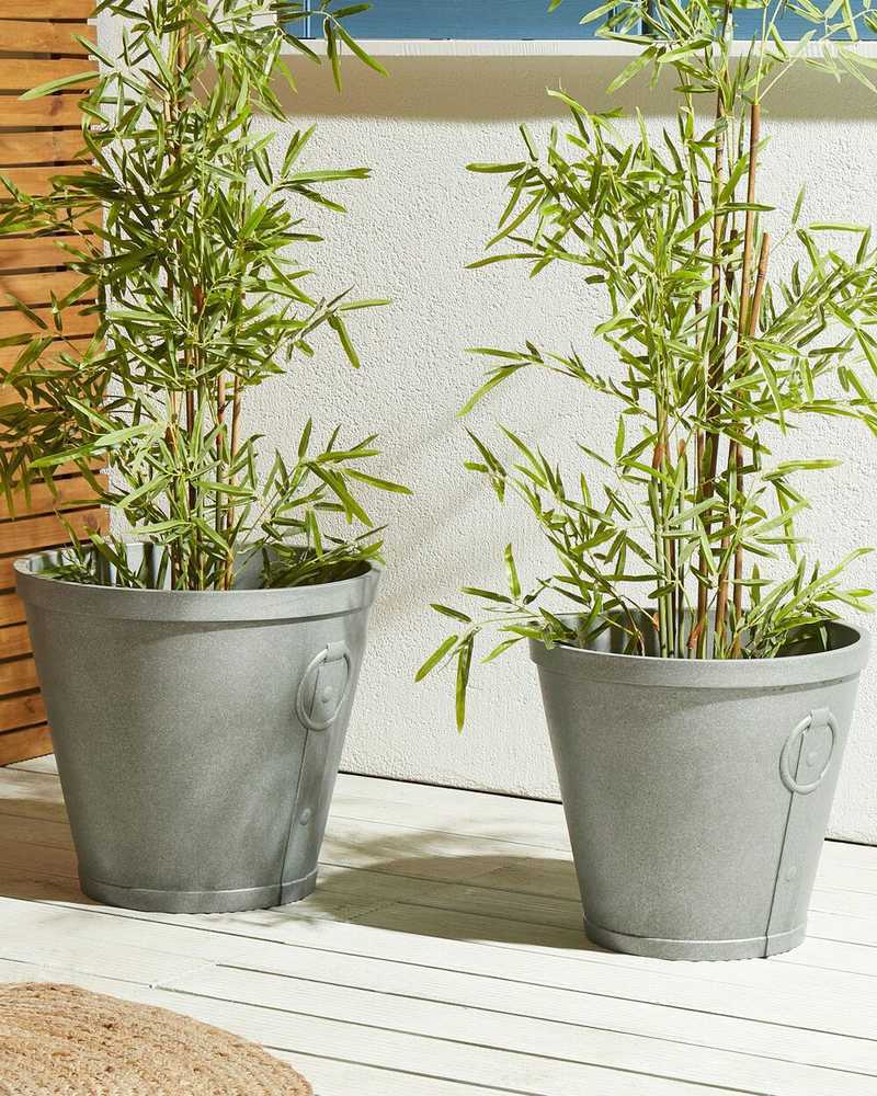 Beliani Gėlių vazonas VARI 45 cm pilkas