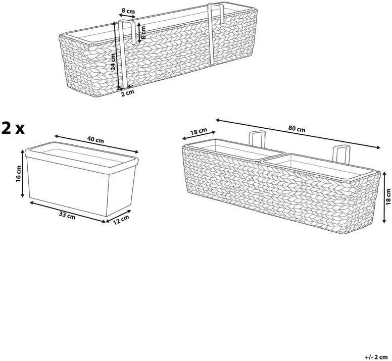 Beliani Gėlių vazonas KAWALA 80 cm smėlio spalvos