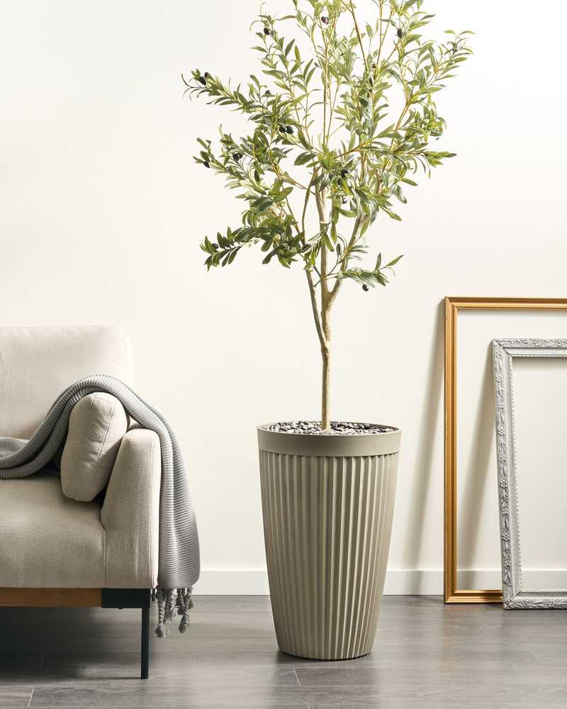 Beliani Gėlių vazonas KOLA 39 cm smėlio spalvos