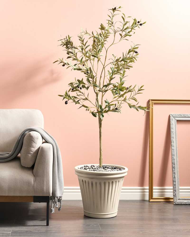 Beliani Vazonas MAIZE 43 cm smėlio spalvos