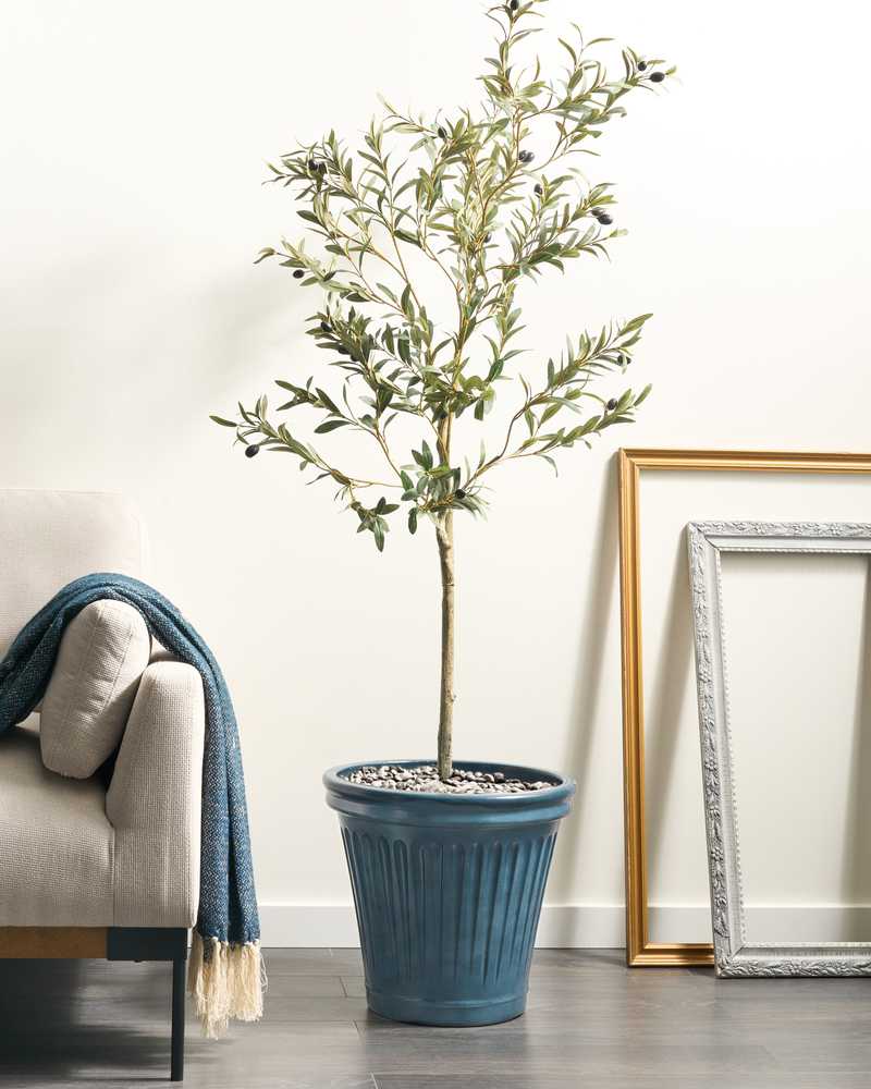 Beliani Gėlių vazonas MAIZE 43 cm mėlynas