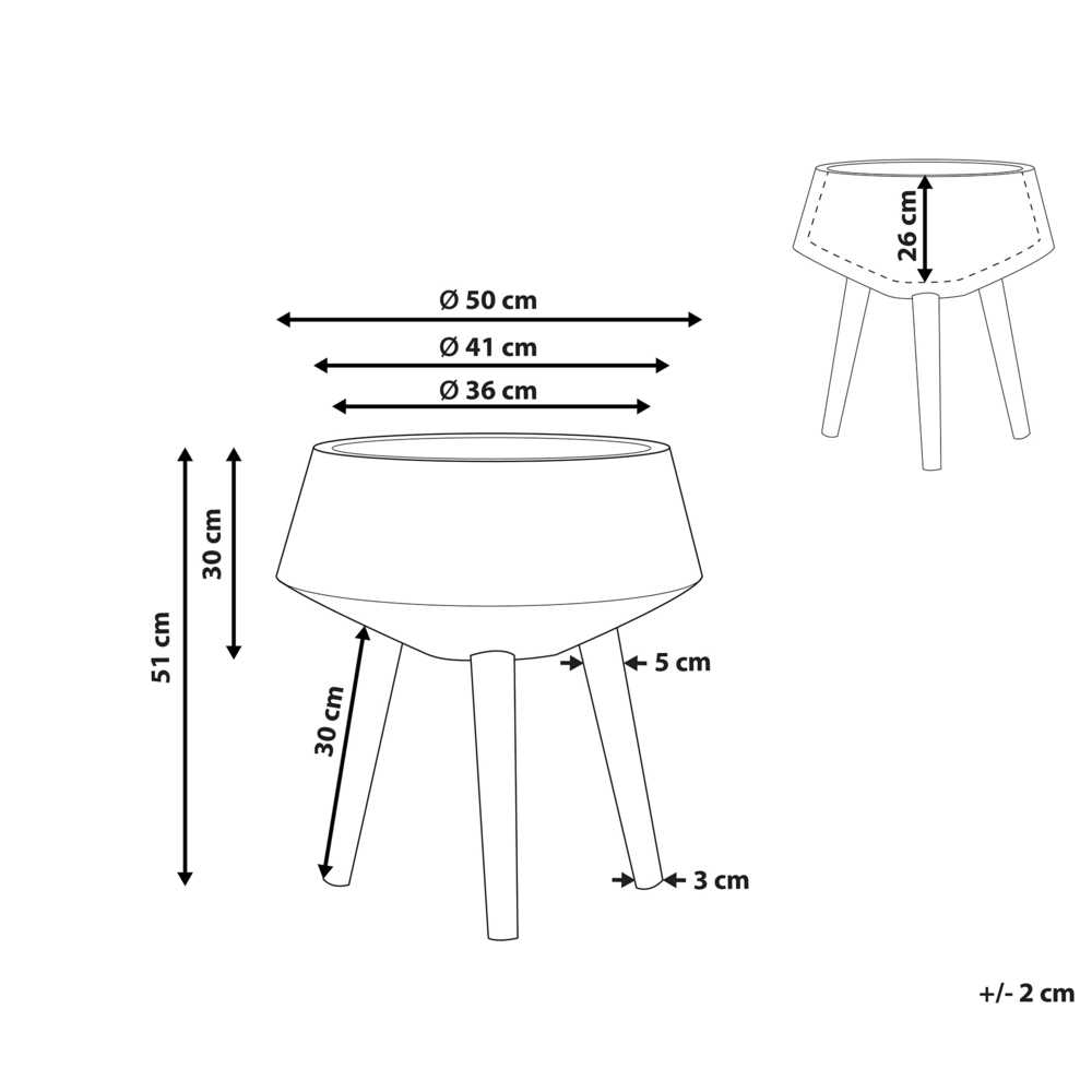 Beliani Augalų vazonas su kojelėmis VARDIANI 50 cm auksinis