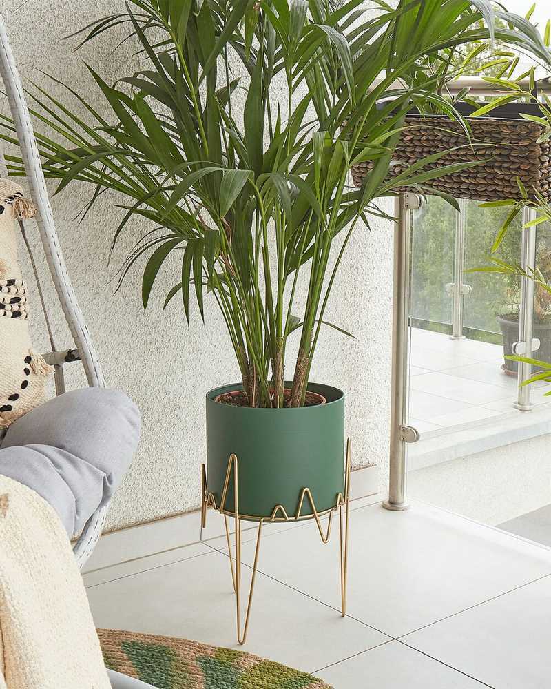 Beliani Gėlių stovas KALANDRA 29 cm tamsiai žalias metalinis