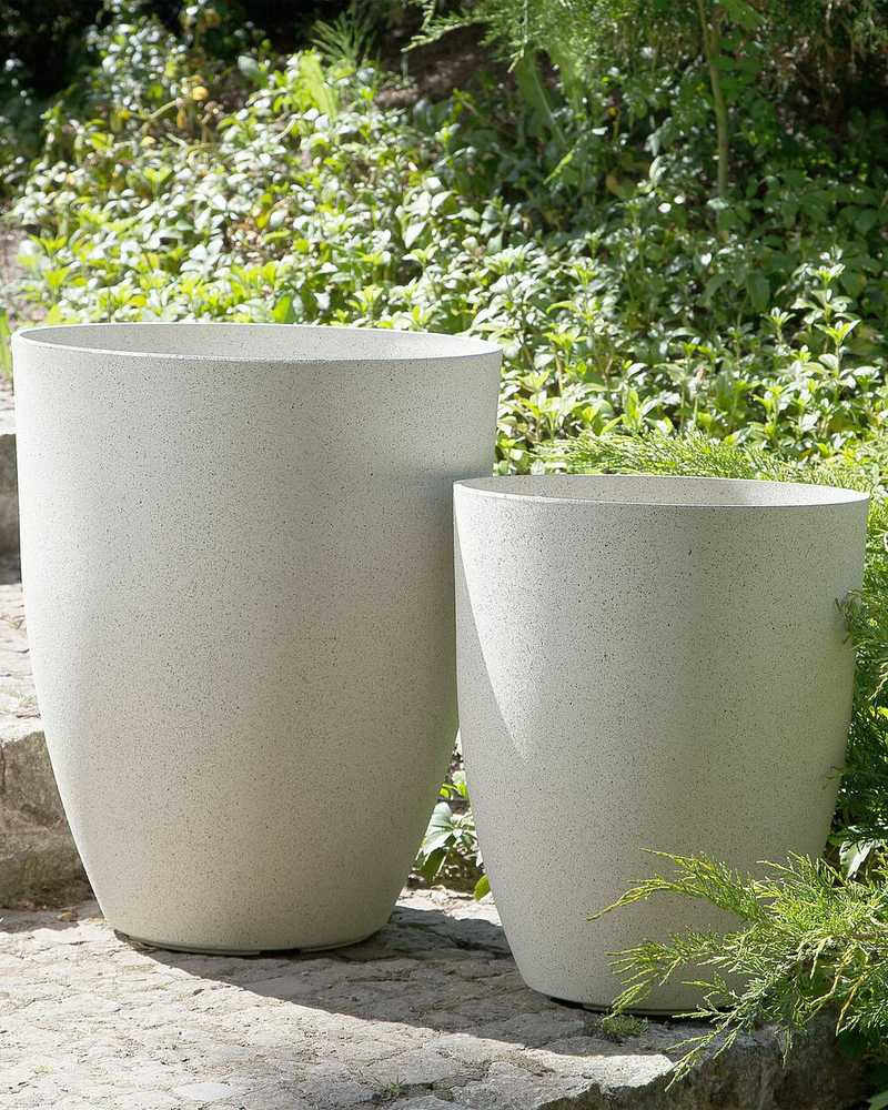 Beliani Gėlių vazonas CROTON 35 cm, kreminė balta
