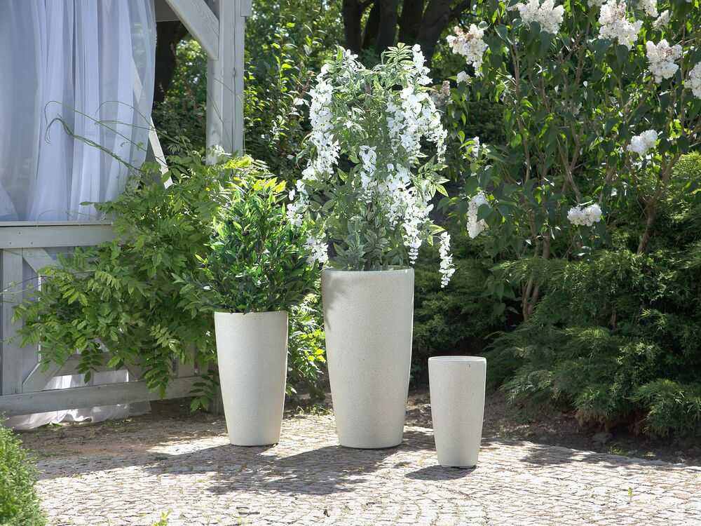 Beliani Gėlių vazonas ABDERA 39 cm šviesiai smėlio spalvos