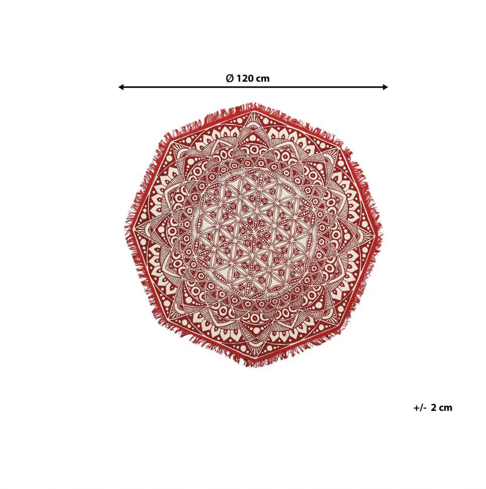 Beliani Kilimas MEZITILI Raudonas ø 120 cm Medvilnė