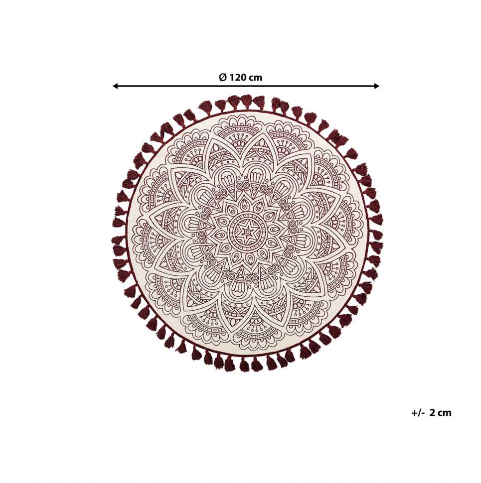 Beliani Kilimas AYAKLI raudonas, ø 120 cm, medvilnė