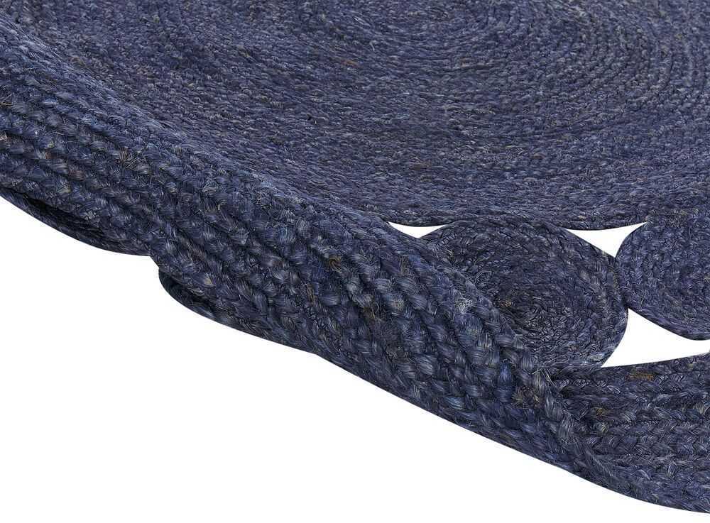 Beliani Džiuto kilimas KOYUNLU tamsiai mėlynas, ø 120 cm