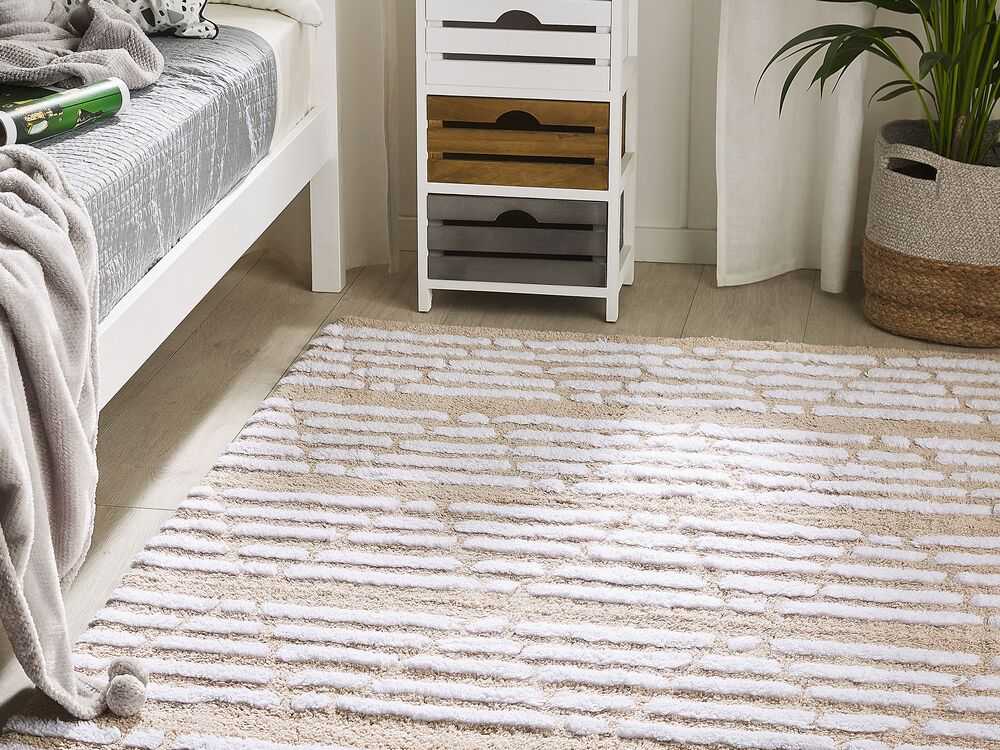 Beliani Kilimas AHIRLI smėlio spalvos 120 x 180 cm medvilninis