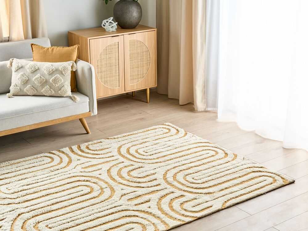 Beliani Kilimas PERAI Geltonas 160 x 230 cm Medvilnė